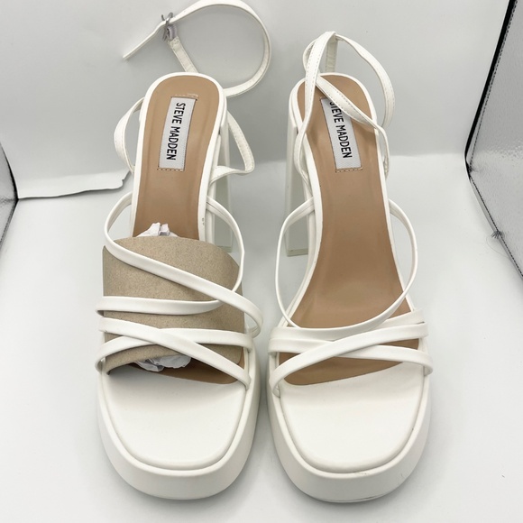 STEVE MADDEN affection strappy platform white sandals women’s Size 11M - Picture 4 of 9
